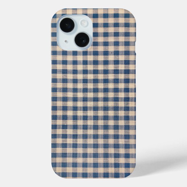 Funda De Case-Mate Para iPhone Old Blue Gingham (Reverso )