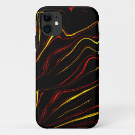 Funda Para iPhone 11 Oleada dorada roja largos trazos sobre fondo negro