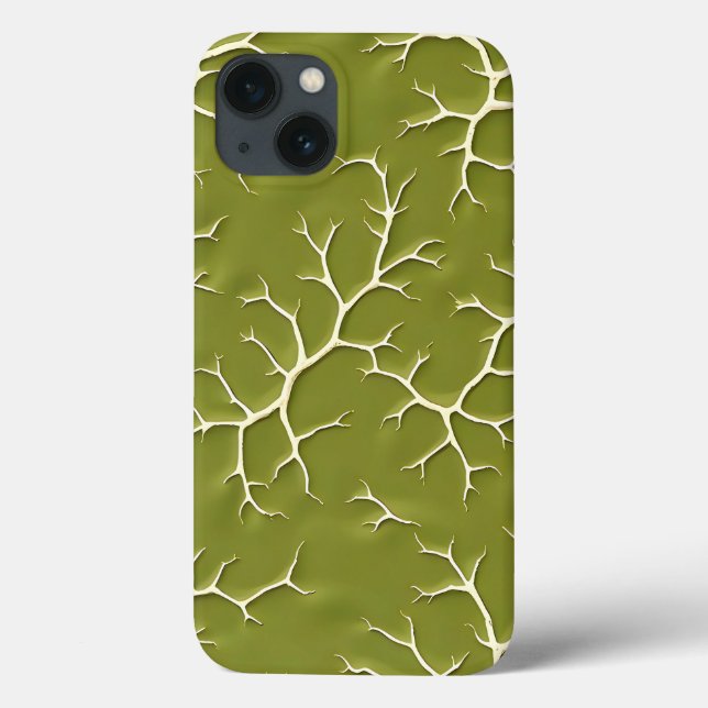 Funda De Case-Mate Para iPhone Olive Green Branch Pattern iPhone Case (Reverso)