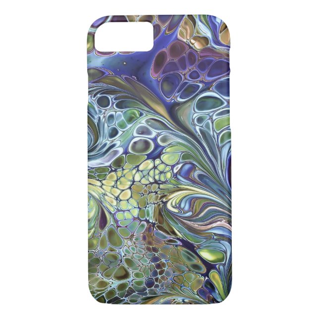 Funda De Case-Mate Para iPhone Olive sage green, púrpura azul burgundy abstracto (Reverso)