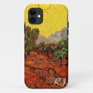 Funda Para iPhone 11 Olivos con cielo amarillo y sol, van Gogh