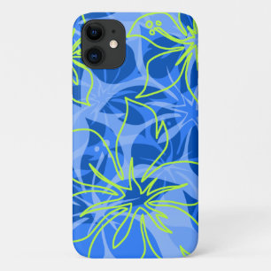 Funda Para iPhone 11 Olowalu Hibiscus Hawaiian Camo Blue