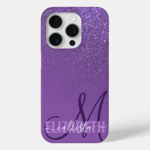 Funda Para iPhone 15 Pro Ombre de degradado de Purpurina violeta diagonal p