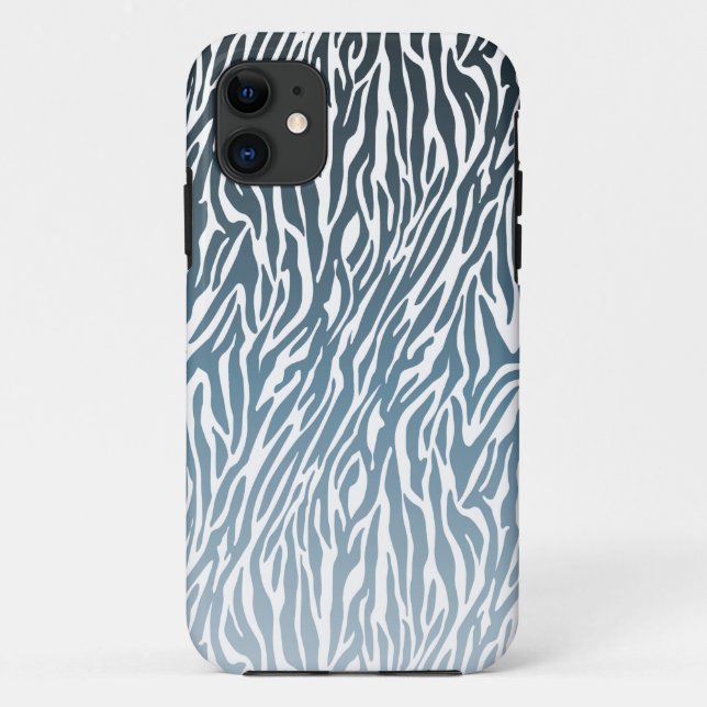Funda De Case-Mate Para iPhone Ombre de impresión de cebra azul silvestre (Reverso)