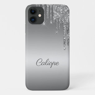 Funda Para iPhone 11 Ombre de Purpurina gris plateado personalizado