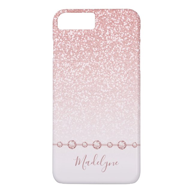 Funda De Case-Mate Para iPhone Ombre Diamante de imitación Purpurina Ombre Rosa R (Reverso)