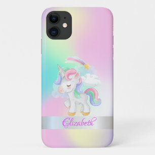 Funda Para iPhone 11 Ombre Holográfico Cuta Unicornio