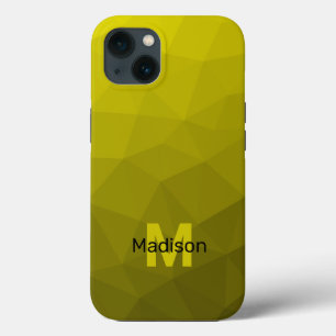 Funda Para iPhone 13 Ombre oscuro amarillo patrón de malla geométrica M