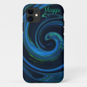 Funda Para iPhone 11 Onda abstracta de la azurita malachita de Molten