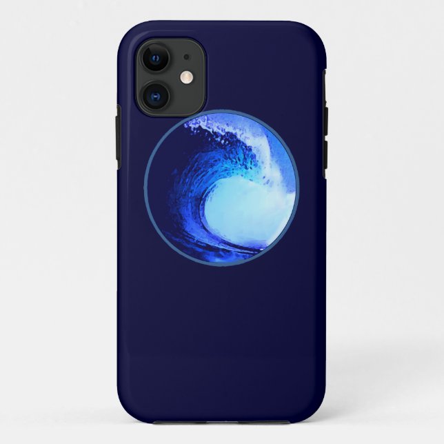 Funda De Case-Mate Para iPhone onda azul estilo surf (Reverso)