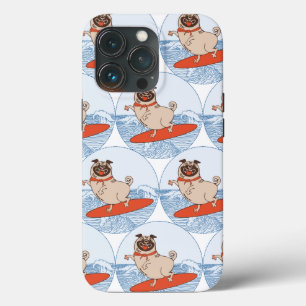 Funda Para iPhone 13 Pro Onda montando perro de cerdo feliz en la banda de 