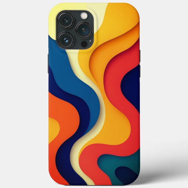 Funda De Case-Mate Para iPhone Ondas abstractas coloridas (Reverso )