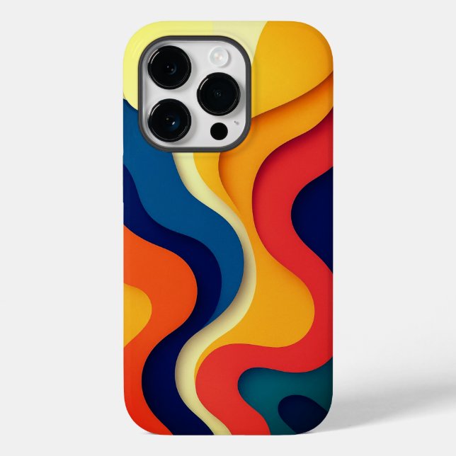 Funda De Case-Mate Para iPhone Ondas abstractas coloridas (Reverso )