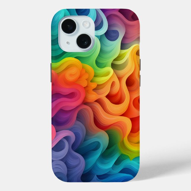 Funda De Case-Mate Para iPhone Ondas abstractas del arco iris (Reverso )