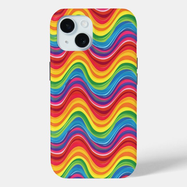 Funda De Case-Mate Para iPhone Ondas arcoiris abstractas (Reverso )