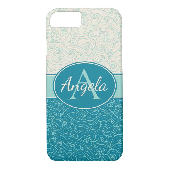 Funda De Case-Mate Para iPhone Ondas de Aqua personalizadas (Reverso)