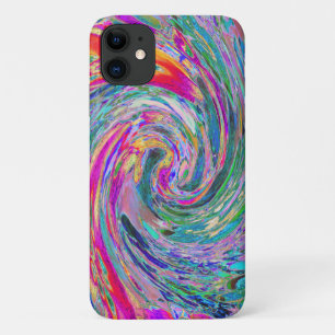 Funda Para iPhone 11 Ondas de Color Psicodélicas Florales Abstractas de
