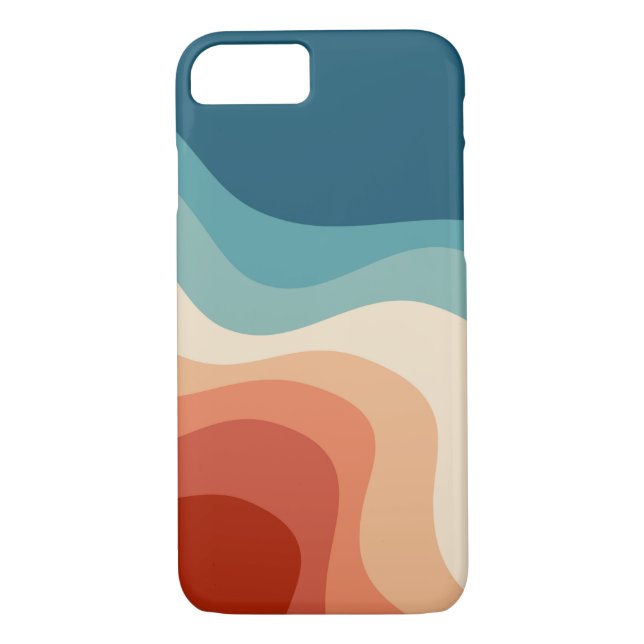 Funda De Case-Mate Para iPhone Ondas de estilo retro (Reverso)
