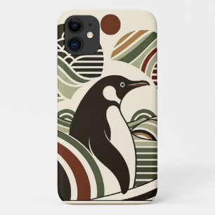 Funda Para iPhone 11 Ondas De Pingüino De Mármol Verde De Oliva De Crem