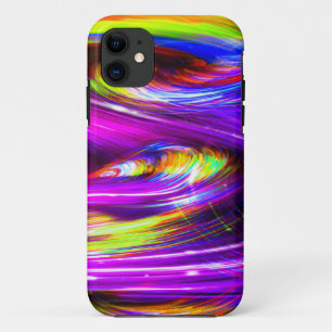 Funda Para iPhone 11 Ondas de Tornado Neon Rainbow de morado multicolor