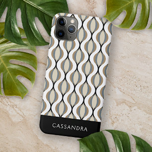 Funda Para iPhone 11 Pro Max Ondas Ogee personalizadas en beige gris taupe blan