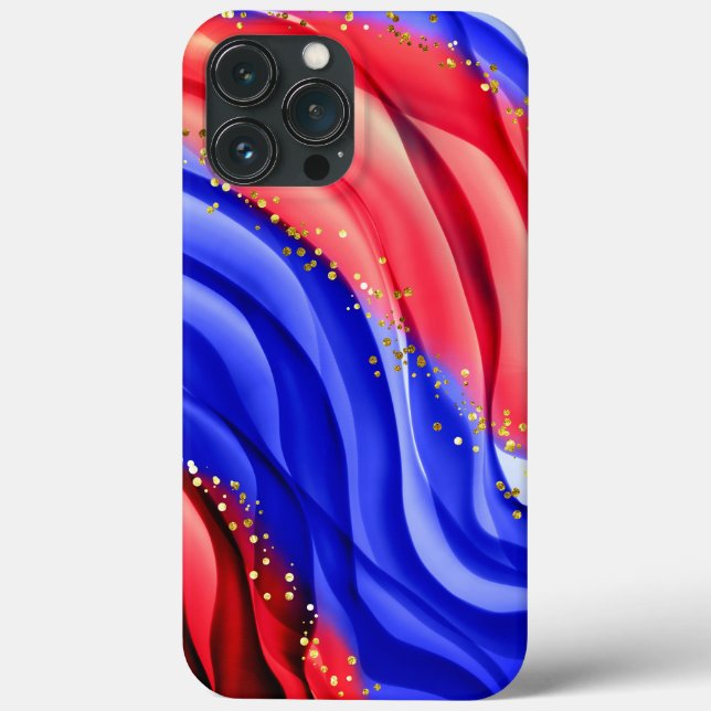 Funda De Case-Mate Para iPhone Ondas Rojas Y Azules (Reverso )