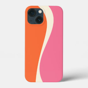 Funda Para iPhone 13 Mini Ondas simples 2 en rosa, Naranja y crema
