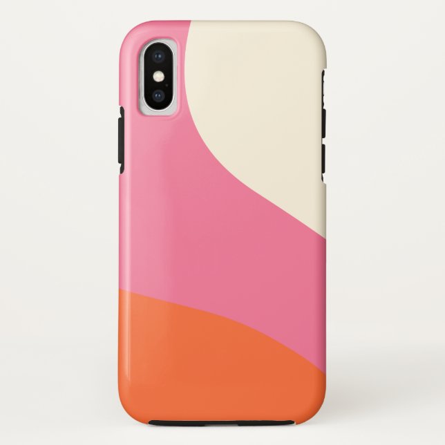 Funda De Case-Mate Para iPhone Ondas simples - rosa, Naranja y crema (Reverso)