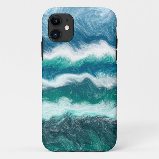 Funda De Case-Mate Para iPhone Ondas turquesa y azul del océano (Reverso)
