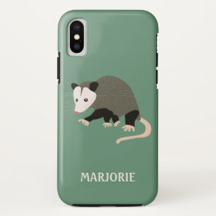 Funda Para iPhone X Oposum lindo verde claro personalizado del dibujo