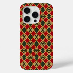 Funda Para iPhone 15 Pro Opulento de oro y floral roja