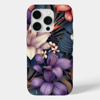 Funda Para iPhone 15 Pro Orange Tiger Lily Tropical Design