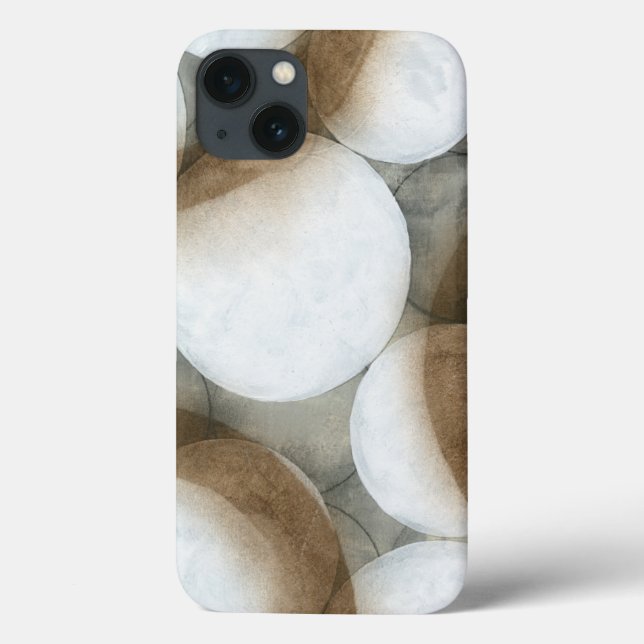 Funda De Case-Mate Para iPhone Orbes blancas y círculos marrones (Reverso)
