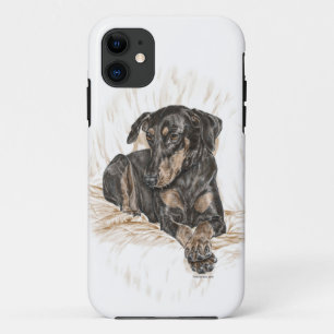 Funda Para iPhone 11 Orejas naturales del perro Doberman