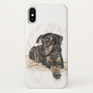 Funda Para iPhone X Orejas naturales del perro Doberman