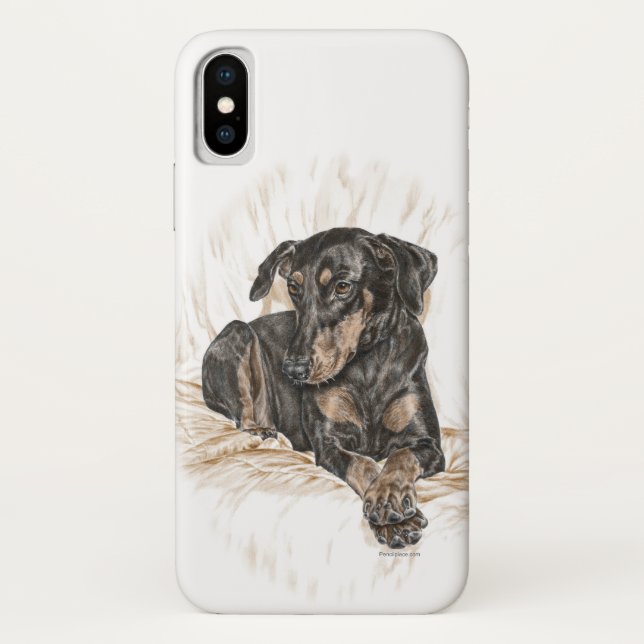 Funda De Case-Mate Para iPhone Orejas naturales del perro Doberman (Reverso)