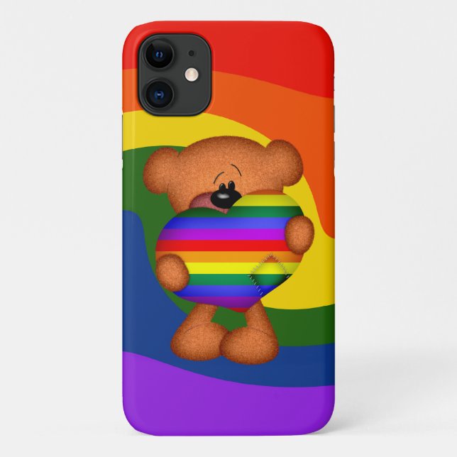 Funda De Case-Mate Para iPhone Orgullo Corazón Teddy Oso (Reverso)