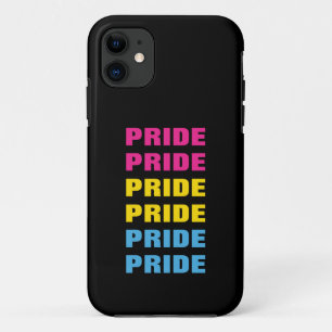 Funda Para iPhone 11 Orgullo pansexual LGBTQ Texto repetido personaliza
