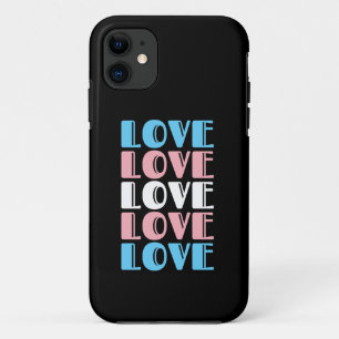 Funda Para iPhone 11 Orgullo Transgénero LGBTQ de Texto Repetitivo de A