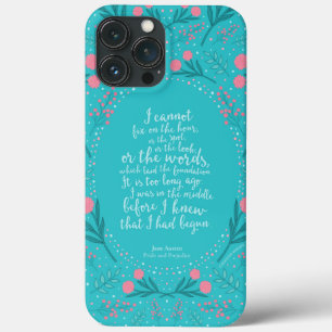 Funda Para iPhone 13 Pro Max Orgullo y prejuicio de Jane Austen floral verde az
