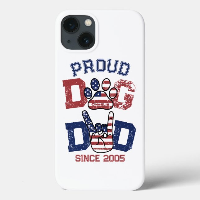 Funda De Case-Mate Para iPhone Orgulloso Padre de Perro Mascota Estadounidense US (Reverso)