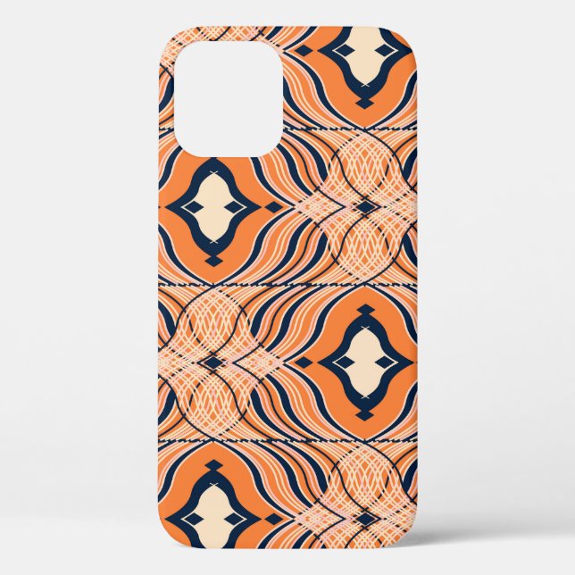 Funda De Case-Mate Para iPhone Oriental Seamless: Ornamento Naranja negro (Reverso )