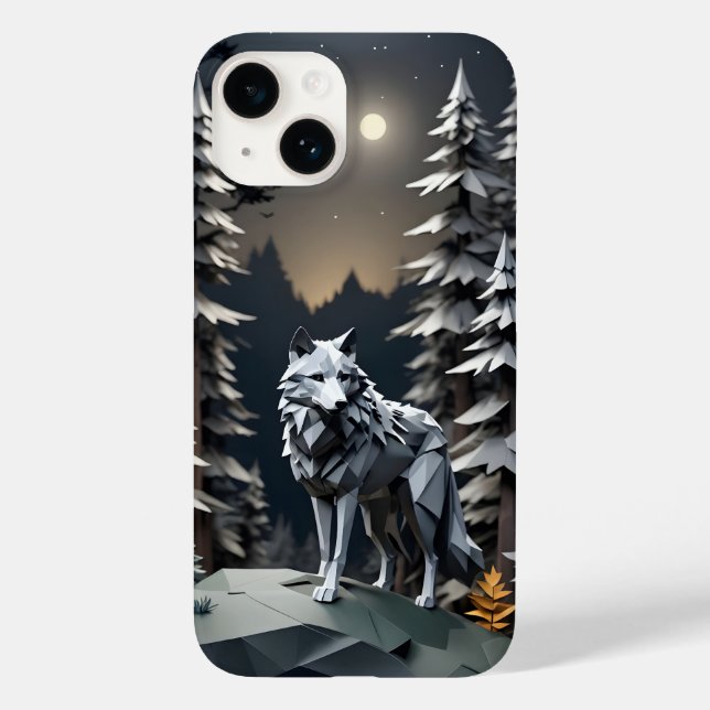 Funda De Case-Mate Para iPhone Origami Gray Wolf (Reverso )
