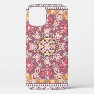 Funda Para iPhone 12 Ornamento colorido decorativo sobre fondo blanco,