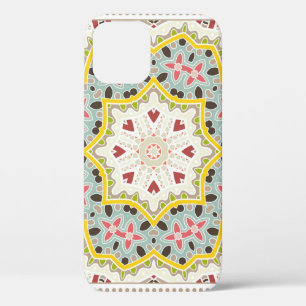 Funda Para iPhone 12 Ornamento colorido decorativo sobre fondo blanco,