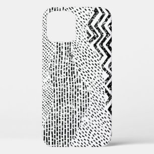 Funda Para iPhone 12 Ornamento de conglomerado blanco negro