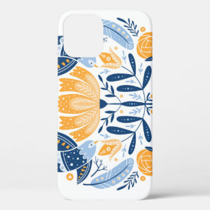 Funda Para iPhone 12 Ornamento floral de arte folclórico escandinavo