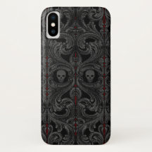 Ornamento gris gótico con cráneo