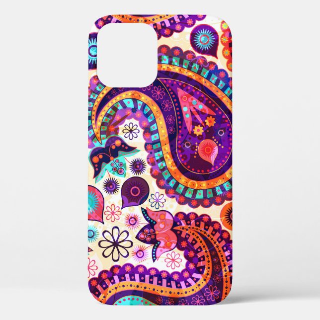 Funda De Case-Mate Para iPhone Ornamento indio sin foco Paisley Floral (Reverso )