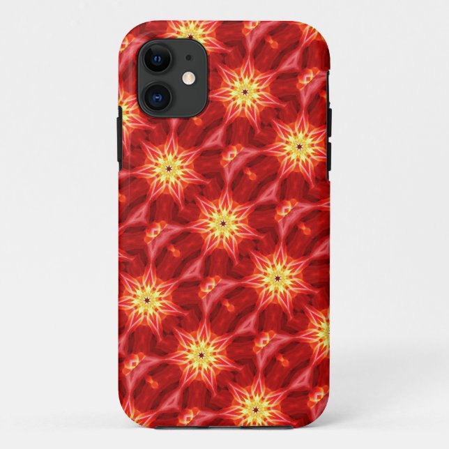Funda De Case-Mate Para iPhone ornamentos amarillos en rojo (Reverso)